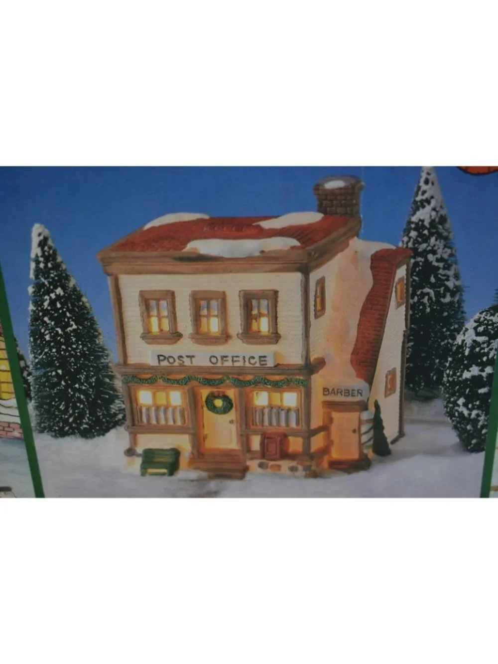 Dickens Winterville Porcelain Lighted House Post Office Barber Shop Christmas